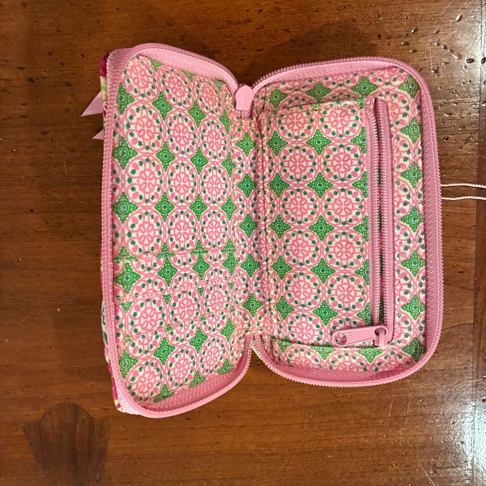 Vera Bradley Pink and Green Patterned Wristlet - Picture 2 of 5